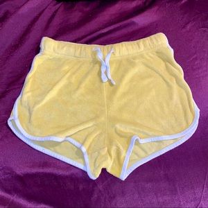 yellow terry cloth shorts
